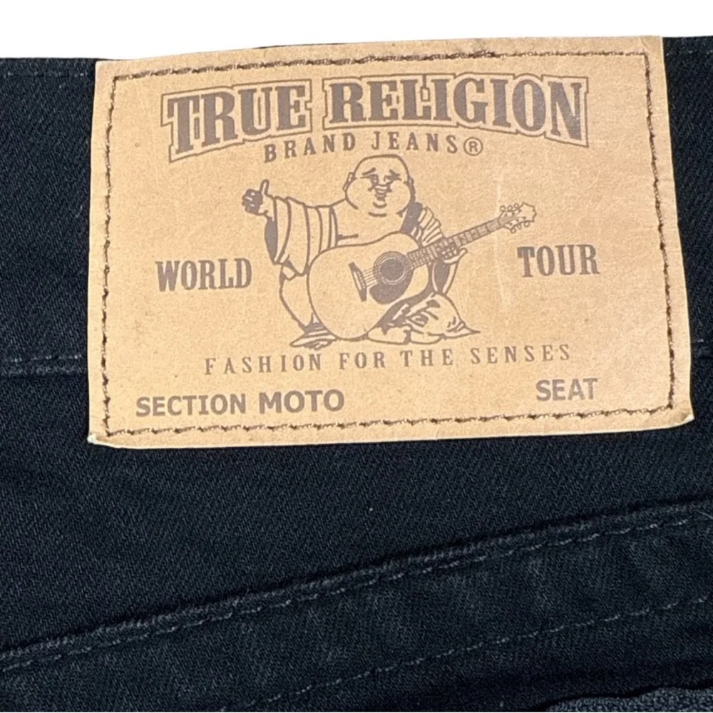 True Religion Slim Moto Zippered Black Jeans Men’s Size 30
